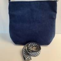Umhängetasche, Beuteltasche, Handtasche Cord dunkelblau Bild 9
