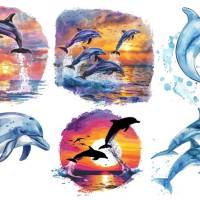 Bügelbilder Bügelmotiv Delfin Meer Ozean Junge Mädchen Höhe 10cm Bild 1