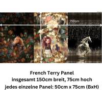 Pferde Stoff Panel von Stenzo, French Terry Panel, 75x150 cm Bild 2