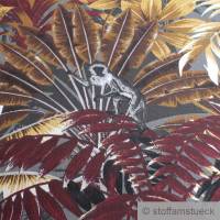 Stoff Baumwolle Satin anthrazit Dschungel Madagaskar Affe Tropen Bild 2