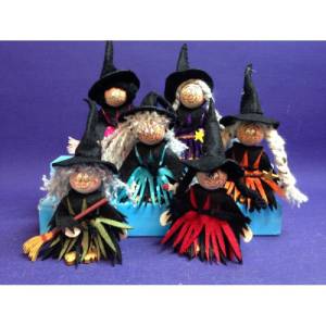 DIY Filz Hexen auch geeignet für Erwachsene und Kinder mit handicap Hexen zum Hinstellen, 3er Set pink - lila - türkis , Bild 4
