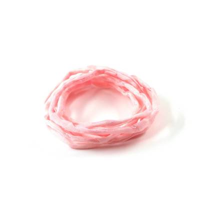 Handgefärbtes Habotai-Seidenband Pastell Lachs ø3mm Seidenschnur 100% reine Seide