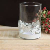 Teelichtglas mit Frühlings Dekor Kerzenhalter Schmetterling Bild 1