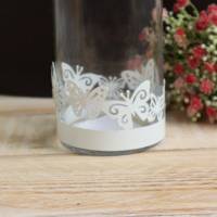 Teelichtglas mit Frühlings Dekor Kerzenhalter Schmetterling Bild 2