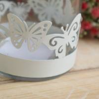 Teelichtglas mit Frühlings Dekor Kerzenhalter Schmetterling Bild 3