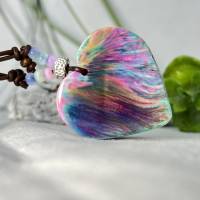 Herz Harz Halskette mit tollen bunten Farben wie gemalt, Geschenk ,Geburtstag, abstrakt,einzigartig Bild 1