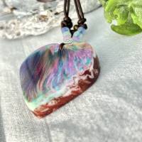 Herz Harz Halskette mit tollen bunten Farben wie gemalt, Geschenk ,Geburtstag, abstrakt,einzigartig Bild 3