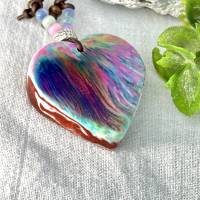 Herz Harz Halskette mit tollen bunten Farben wie gemalt, Geschenk ,Geburtstag, abstrakt,einzigartig Bild 4