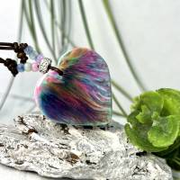 Herz Harz Halskette mit tollen bunten Farben wie gemalt, Geschenk ,Geburtstag, abstrakt,einzigartig Bild 7