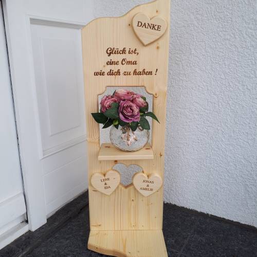 Holzstele mit Ablage * Muttertag * Geschenk Oma + Mama * Holzschild * Türschild * Personalisiert * Holzschild