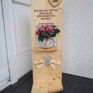 Holzstele mit Ablage * Muttertag * Geschenk Oma + Mama * Holzschild * Türschild * Personalisiert * Holzschild Bild 2
