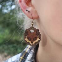 Fuchs Ohrringe aus Echtholz, Ohrhänger mit Tiermotiv Bild 2