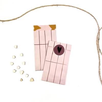 elegante Mini-Geschenktüten rosa 5-50 Stück 7x13 cm Papiersäcken Flachbeutel Flachtüte Schmuckaufbewwahrung