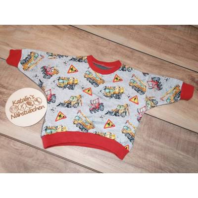 Oversized Pulli Baustellenfahrzeuge oder Regenbogen, Größe 62