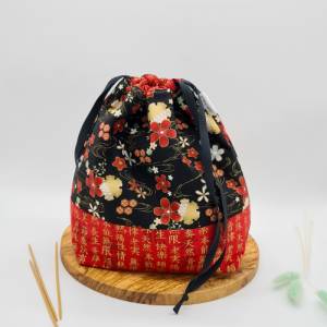 Projektbeutel aus japanischen Baumwollstoffen mittlere Größe | Stricktasche | Bobbeltasche | Projekttasche | Wolltasche Bild 6