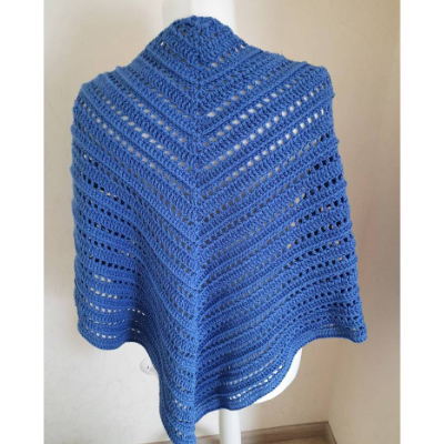 Dreiecktuch Dreieckstuch Schultertuch mit 55% Baumwolle einfarbig, gehäkelt, kornblau