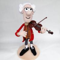 Amadeus Mozart Geige Violine Musik Klassik Figur Amigurumi Skulptur Sound Modul Bild 3
