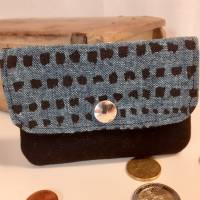 Hosentaschen Portmonee, kleiner Geldbeutel, Geldbörse, Mini Börse Canvas blau schwarz Bild 1