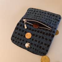 Hosentaschen Portmonee, kleiner Geldbeutel, Geldbörse, Mini Börse Canvas blau schwarz Bild 7