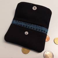 Hosentaschen Portmonee, kleiner Geldbeutel, Geldbörse, Mini Börse Canvas blau schwarz Bild 8