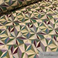 Stoff Polyester Baumwolle Gobelin Sterne grün blickdicht Dekostoff Dreieck Bild 1