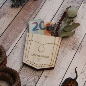 Geldgeschenk aus Holz / Geldgeschenk zum Geburtstag / Gutscheinverpackung aus Holz / Taschengeld Bild 1