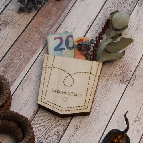 Geldgeschenk aus Holz / Geldgeschenk zum Geburtstag / Gutscheinverpackung aus Holz / Taschengeld