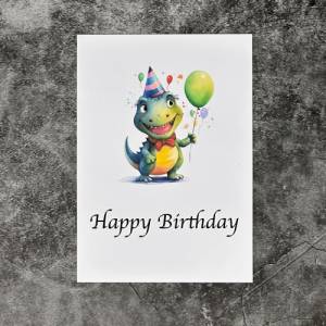 Dino Geburtstagskarte -  Handgefertigt - Happy Birthday - Perfekt für kleine Dinoliebhaber - Kindergeburtstag Bild 1