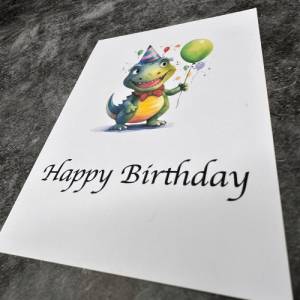 Dino Geburtstagskarte -  Handgefertigt - Happy Birthday - Perfekt für kleine Dinoliebhaber - Kindergeburtstag Bild 2