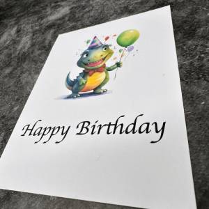 Dino Geburtstagskarte -  Handgefertigt - Happy Birthday - Perfekt für kleine Dinoliebhaber - Kindergeburtstag Bild 3