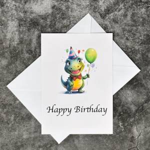 Dino Geburtstagskarte -  Handgefertigt - Happy Birthday - Perfekt für kleine Dinoliebhaber - Kindergeburtstag Bild 4