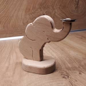Elefant aus Holz * Buche  Eiche * Geschenk für Männer * Deckelbaum * Kronkorkensammler * Vatertag * Bild 2
