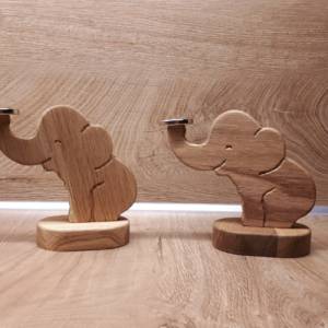 Elefant aus Holz * Buche  Eiche * Geschenk für Männer * Deckelbaum * Kronkorkensammler * Vatertag * Bild 3