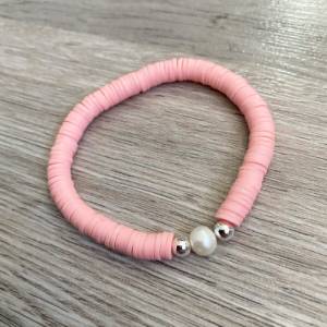 Armband 925er Sterlingsilber Süßwasserperle Rosa Katsuki Heishi Perlen Sommer elegant Rosé Echtsilber hochwertig Geschen Bild 1