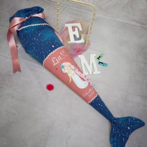Schultüte zum Sea Horse aus Stoff mit Namen mit Meerjungfrau mit Flosse Bild 8