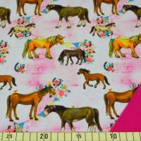 Softshell, Pferde, Rosa, NANO-Softshell Pferde  Ab 50cmx 145  cm Jersey Kinder Nähen Stoffe Bild 1