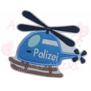 Mein ertser Schultag & Polizei Hubschrauber kl. Set applikation aufnäher bügelbild patch polizeiauto police car Stickapp Bild 3