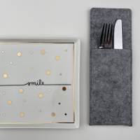 Bestecktasche hellgrau aus Filz, Deko minimalistisch,Tischdeko nachhaltig. 1 Bestecktasche ist im Lieferumfang enthalten Bild 1
