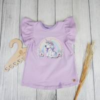 Cutie Shirt mit Flügelärmel - Flieder mit Rainbow Unicorn Bild 1