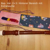 Flötentasche mit Namen, Flötenbeutel - Feen und Schloss (mit optionalen Zubehörfach / Fütterung/ Halskordel) Bild 4
