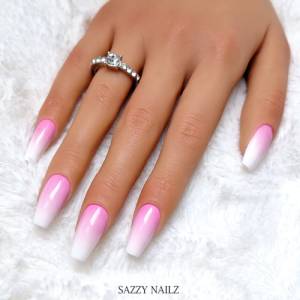 Press on Nails Babyboomer Gel Nägel - Pink Rosa Weiß Ombre Farbverlauf Fake - Fingernägel zum Aufkleben Bild 4