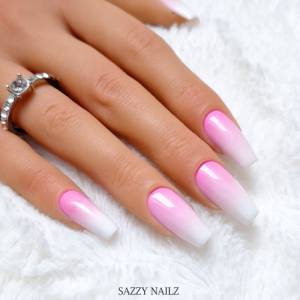 Press on Nails Babyboomer Gel Nägel - Pink Rosa Weiß Ombre Farbverlauf Fake - Fingernägel zum Aufkleben Bild 5