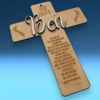 Holzkreuz zur Taufe, Geschenk, personalisiert nach Wunsch, irischer Segenswunsch, zwei Größen zur Wahl Bild 2