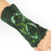 Armstulpen grün aus Wolle und Seide, Größe M, Pulswärmer für den Winter, Manschetten zum Aufpeppen der Kleidung Bild 1
