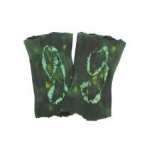 Armstulpen grün aus Wolle und Seide, Größe M, Pulswärmer für den Winter, Manschetten zum Aufpeppen der Kleidung Bild 2