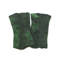 Armstulpen grün aus Wolle und Seide, Größe M, Pulswärmer für den Winter, Manschetten zum Aufpeppen der Kleidung Bild 6