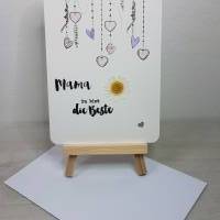 Gänseblümchen-Karte zum Muttertag; Mama du bist die Beste, mit Gänseblümchen und Herzen Bild 2
