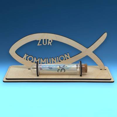 Gravuleo Geldgeschenk Fisch Personalisiert - Holz Graviert Für Konfirmation & Taufe