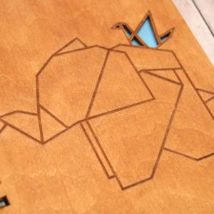 Skizzenbuch aus Holz DIN A5/ Notizbuch aus Holz / Journal / 120g Papier / 160g Papier / 200g Papier / Origami Elefant Bild 3