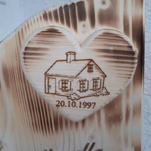 Holzstele geflammt * Geschenk Hochzeit * Holzschild * Wunschbeschriftung * 93 cm * Eingangsschild * Geburtstag Bild 5